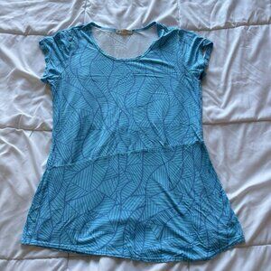 Vintage 90s Y2K Womens Size Small Blue Short Sleeve Blouse Peasant Cottagecore